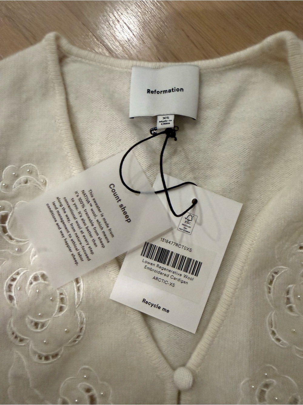 Reformation Lowen Regenerative Wool
Embroidered Cardigan - Picture 4 of 4